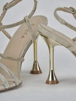 Sandali tacco 10cm pelle oro