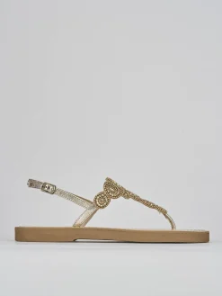 Sandali tacco 1cm pelle oro