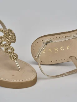 Sandali tacco 1cm pelle oro