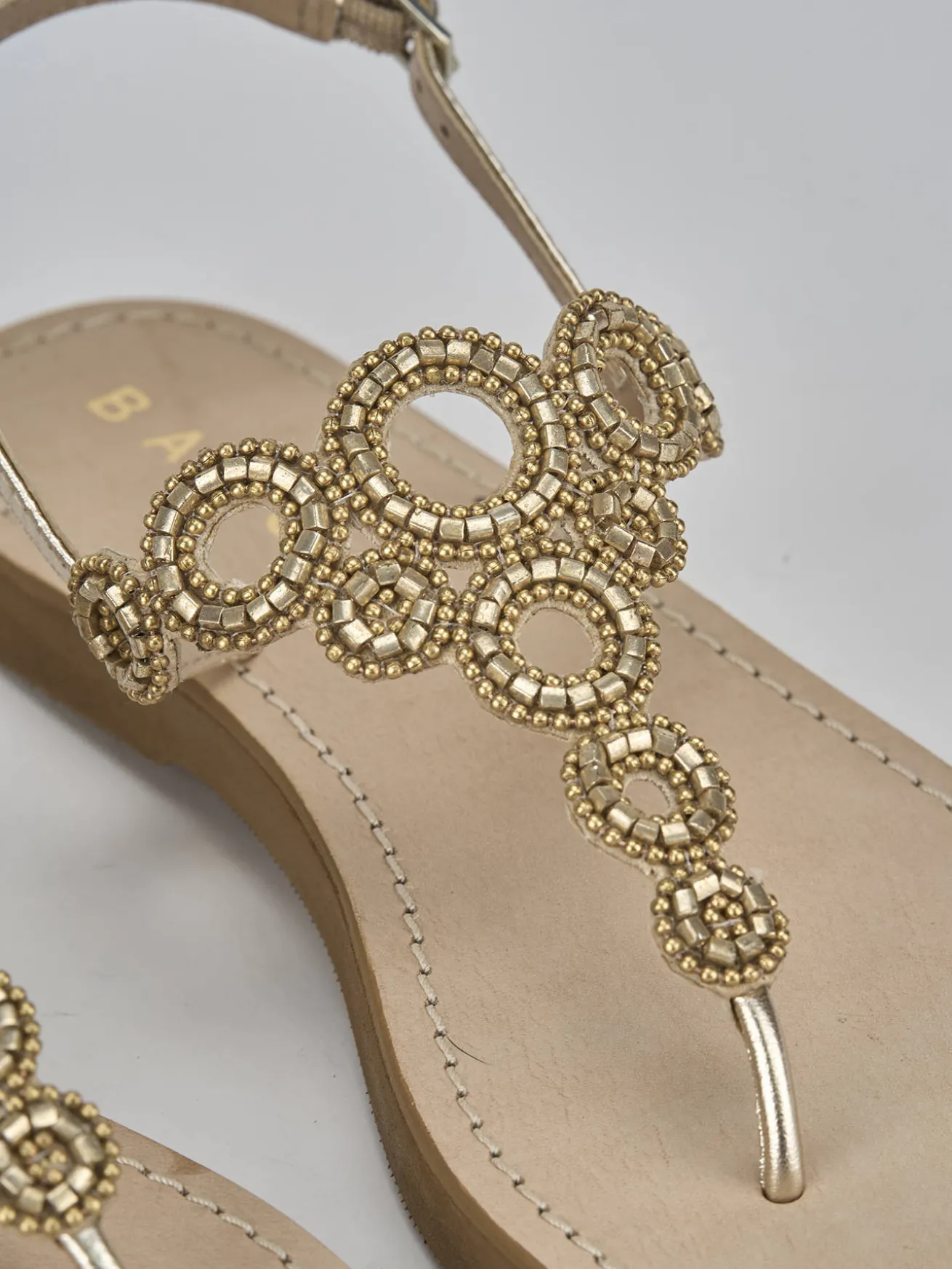 Sandali tacco 1cm pelle oro