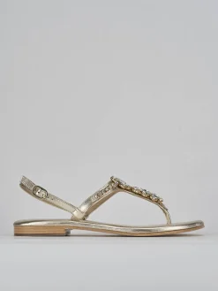 Sandali tacco 1cm pelle oro