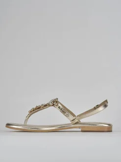 Sandali tacco 1cm pelle oro