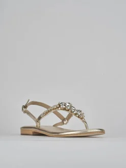 Sandali tacco 1cm pelle oro