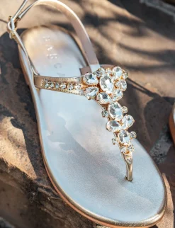 Sandali tacco 1cm pelle oro