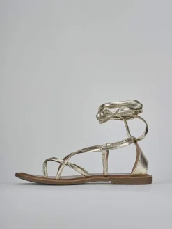 Sandali tacco 1cm pelle oro