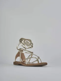 Sandali tacco 1cm pelle oro