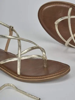 Sandali tacco 1cm pelle oro