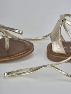 Sandali tacco 1cm pelle oro