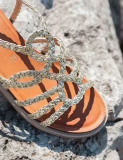 Sandali tacco 2cm pelle oro