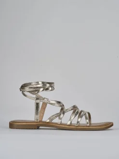 Sandali tacco 1cm pelle oro