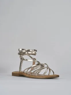 Sandali tacco 1cm pelle oro