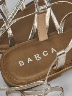 Sandali tacco 1cm pelle oro