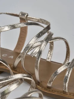 Sandali tacco 1cm pelle oro