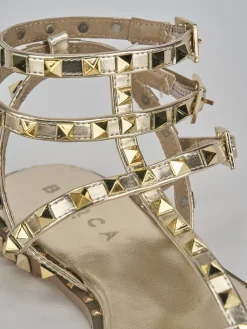 Sandali tacco 1cm pelle oro