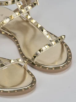 Sandali tacco 1cm pelle oro