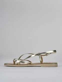 Sandali tacco 1cm pelle oro