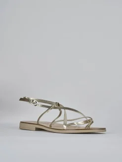 Sandali tacco 1cm pelle oro