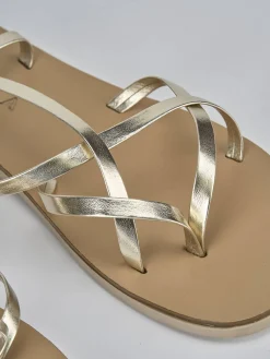 Sandali tacco 1cm pelle oro