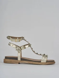 Sandali tacco 1cm pelle oro