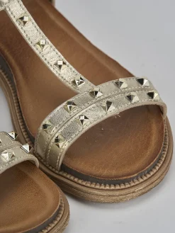 Sandali tacco 1cm pelle oro