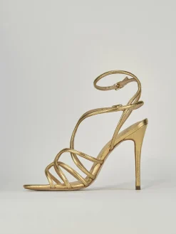 Sandali tacco 10cm pelle oro