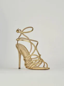 Sandali tacco 10cm pelle oro