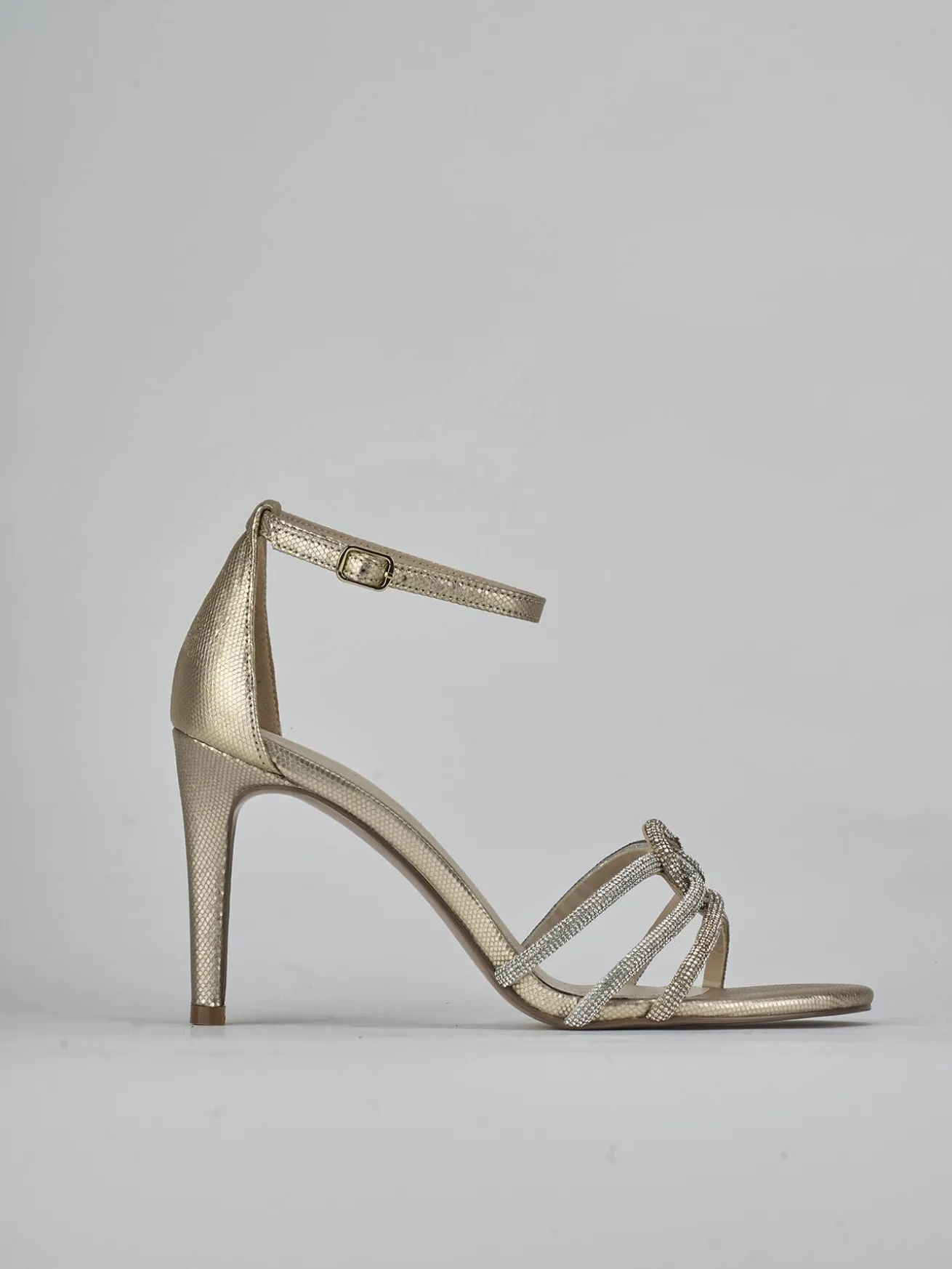 Sandali tacco 8cm pelle oro