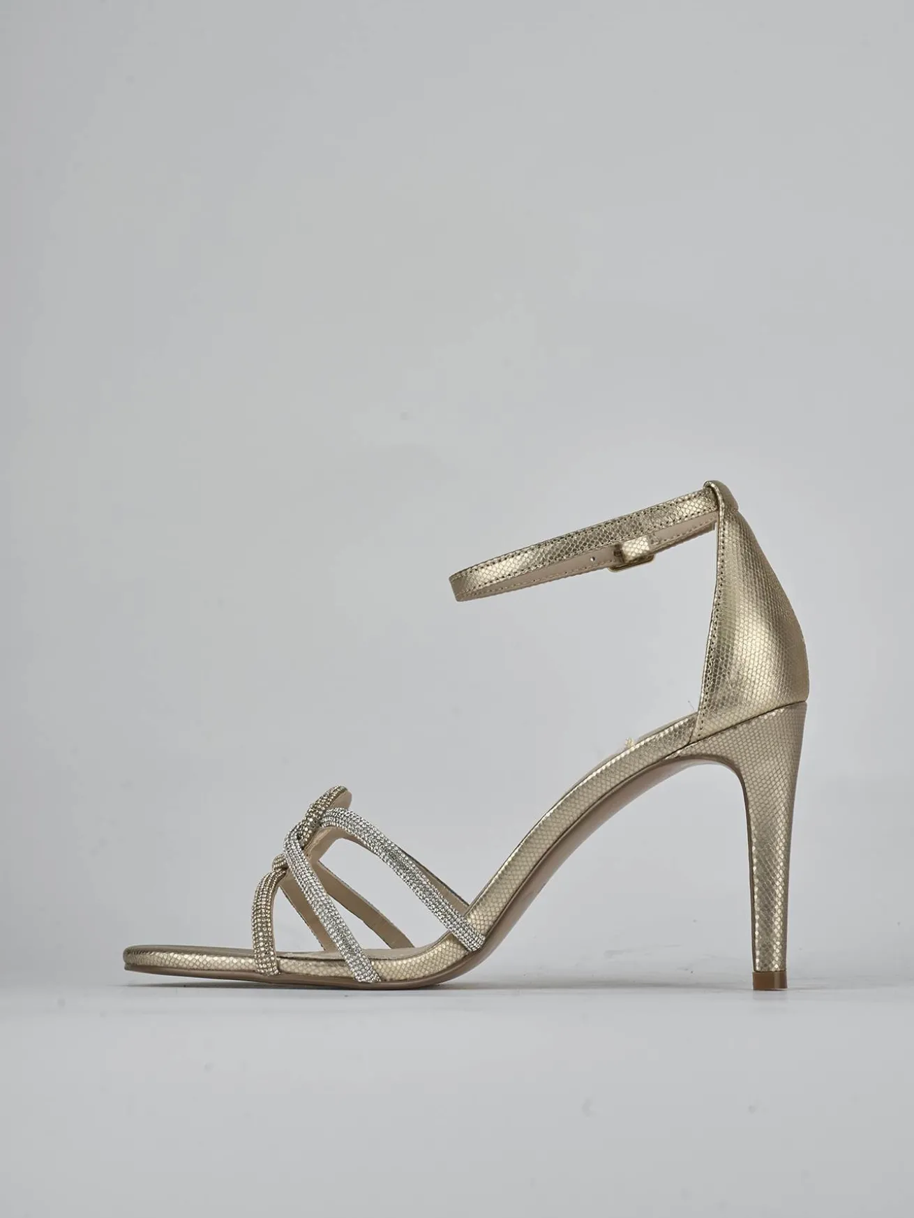 Sandali tacco 8cm pelle oro