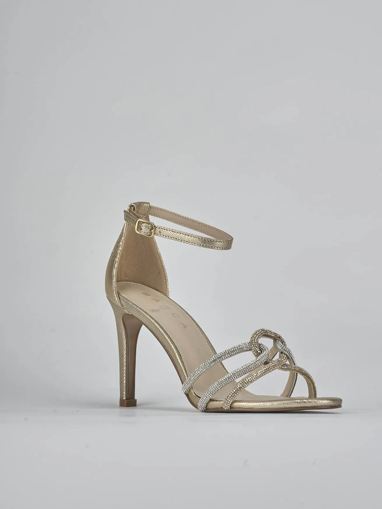 Sandali tacco 8cm pelle oro