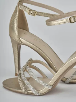 Sandali tacco 8cm pelle oro