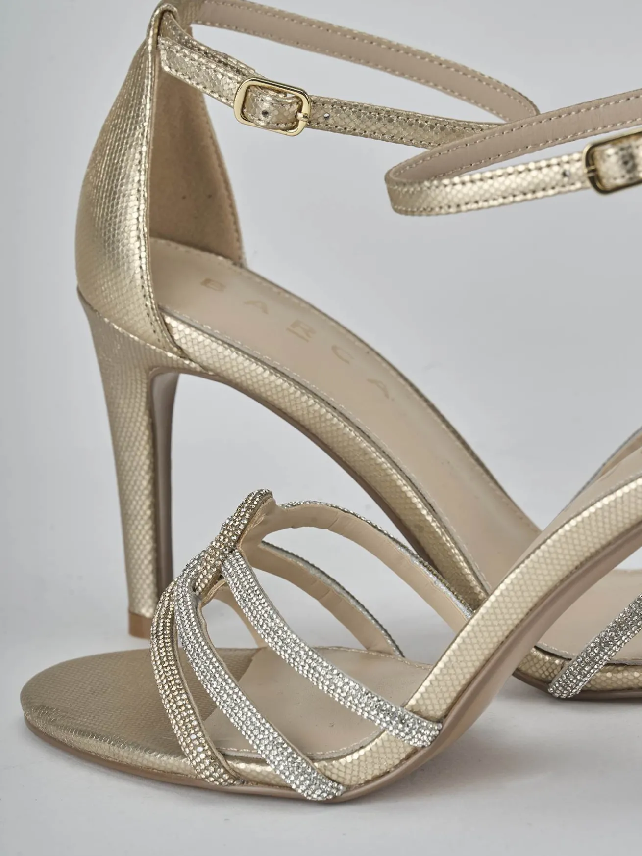 Sandali tacco 8cm pelle oro