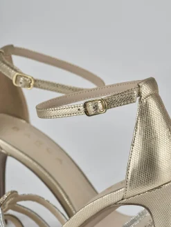 Sandali tacco 8cm pelle oro