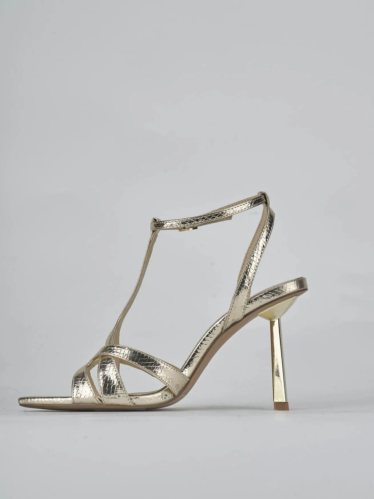 Sandali tacco 9cm pelle oro