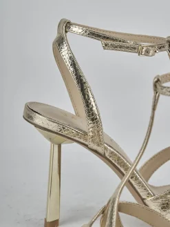 Sandali tacco 9cm pelle oro