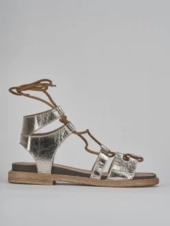 Sandali tacco 1cm pelle oro