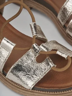 Sandali tacco 1cm pelle oro