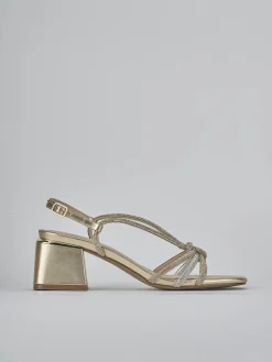 Sandali tacco 5cm pelle oro