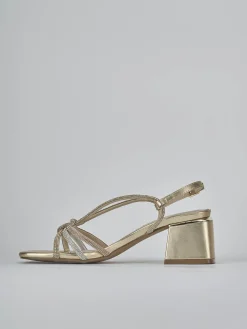 Sandali tacco 5cm pelle oro