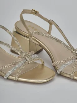 Sandali tacco 5cm pelle oro