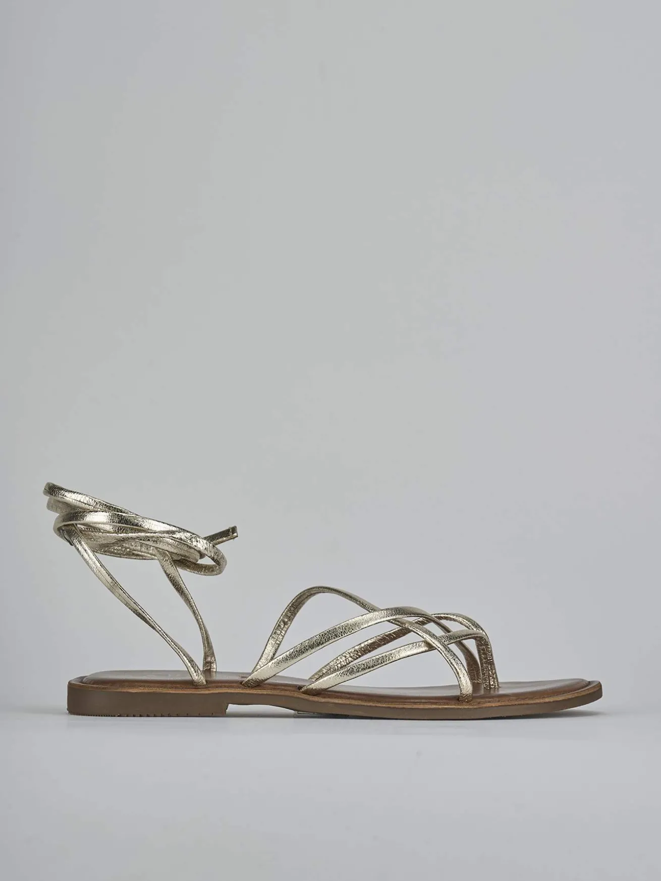 Sandali tacco 1cm pelle oro