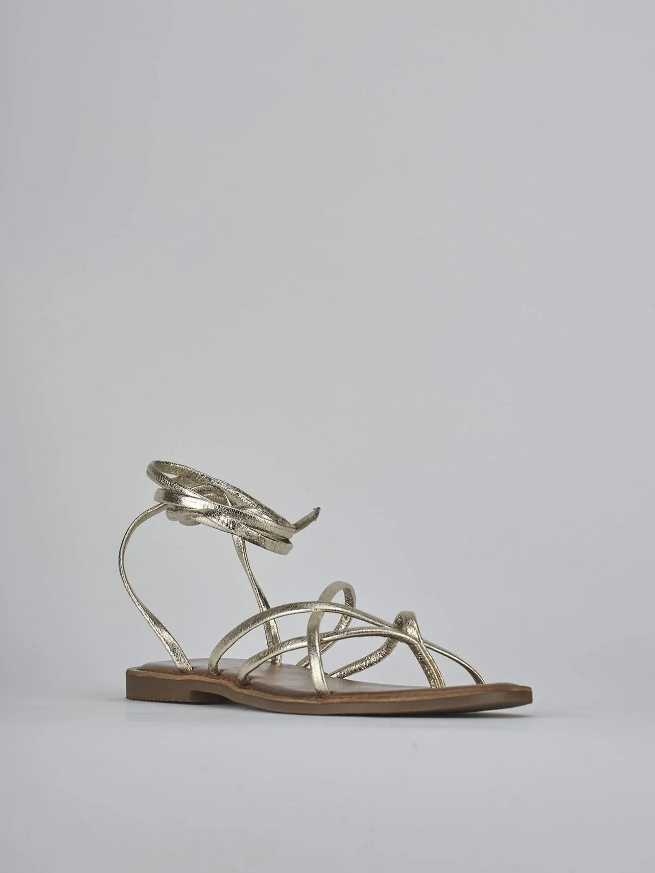 Sandali tacco 1cm pelle oro