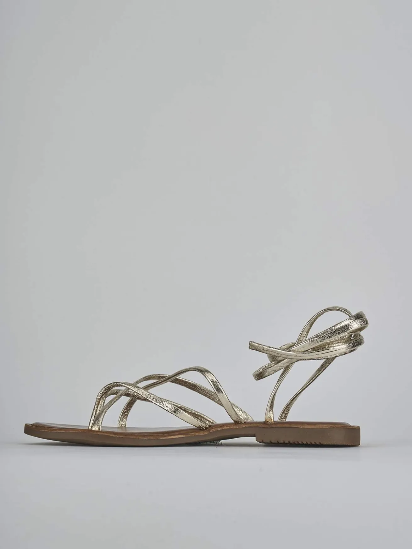 Sandali tacco 1cm pelle oro