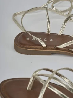 Sandali tacco 1cm pelle oro