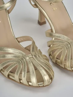 Sandali tacco 6cm pelle oro