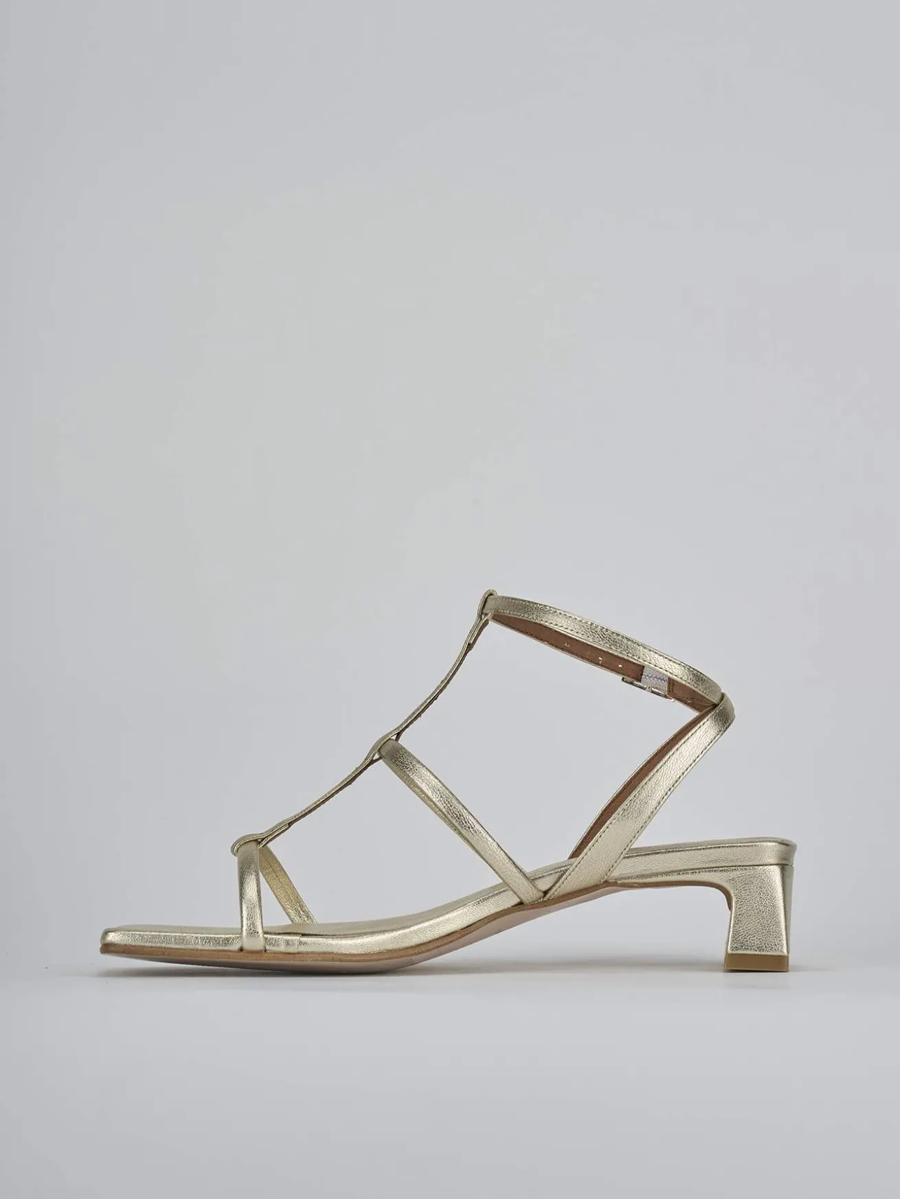 Sandali tacco 4cm pelle oro