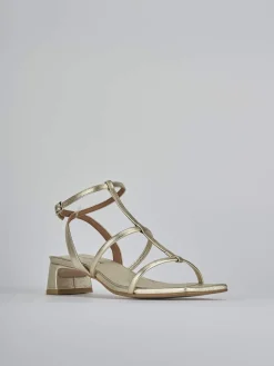 Sandali tacco 4cm pelle oro