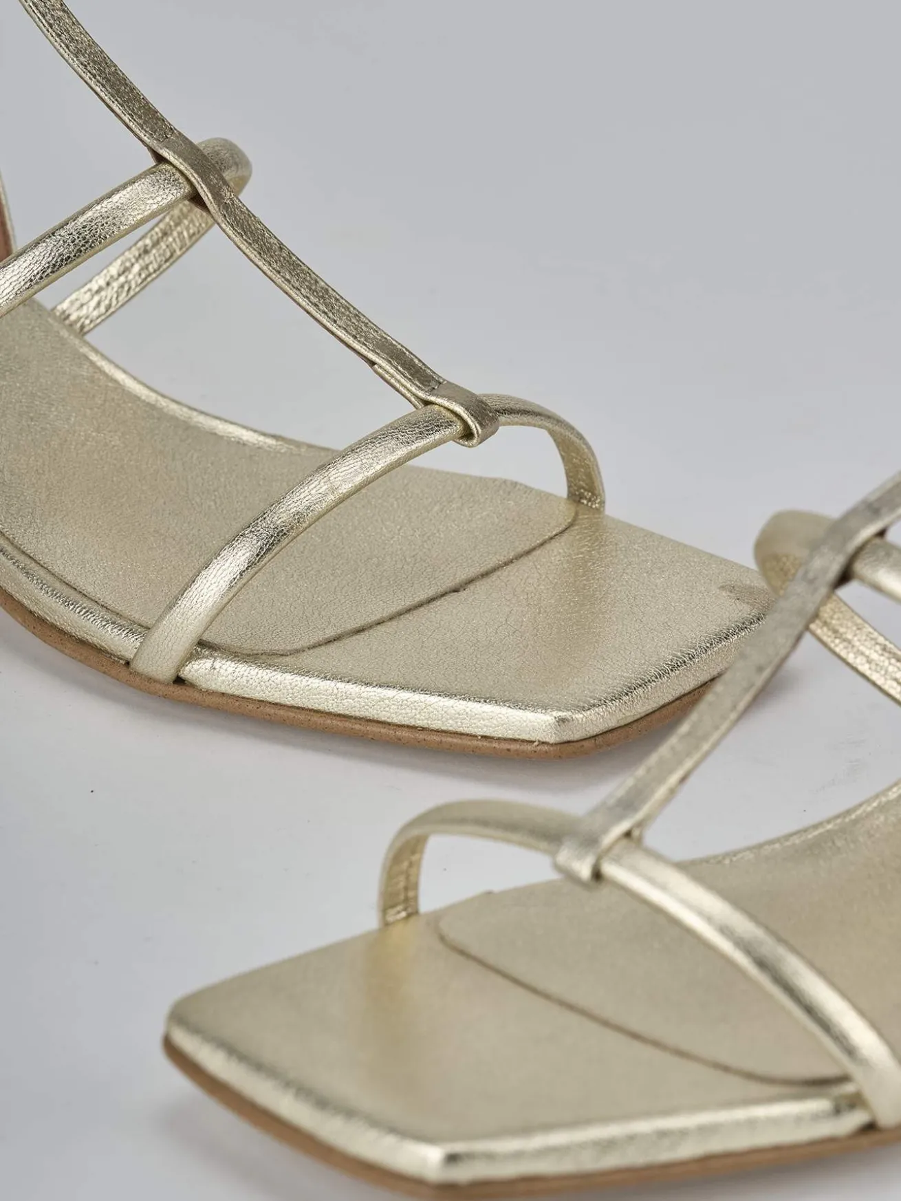 Sandali tacco 4cm pelle oro