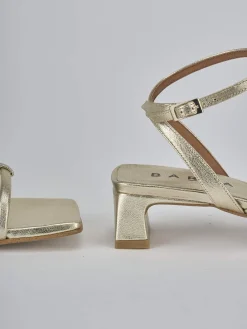 Sandali tacco 4cm pelle oro