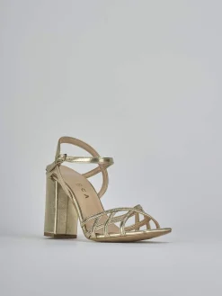 Sandali tacco 9cm pelle oro