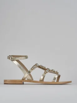 Sandali tacco 1cm pelle oro